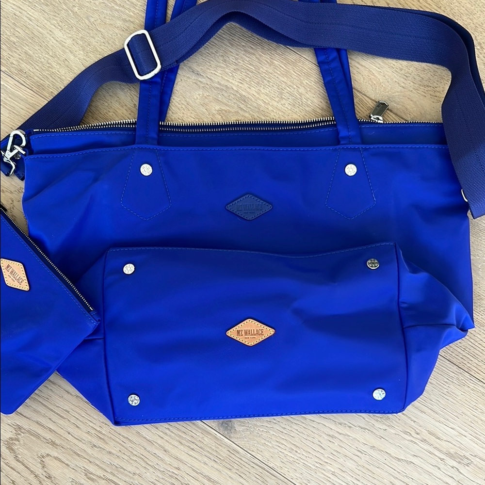 MZ Wallace Royal Blue Nylon Tote with Removable Pouch - Picture 3 of 6